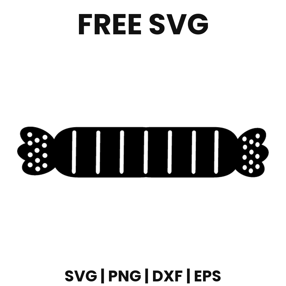 Candy Stick SVG Free – Long Striped Wrapped Sweet Cut File