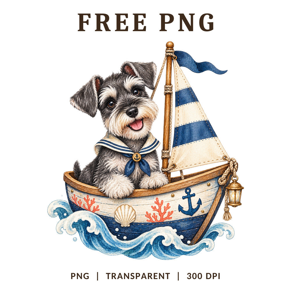 Schnauzer Sailor Boat Nautical Anchor PNG-8SVG