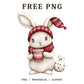 Whimsical Christmas Bunny Cocoa Mug Clipart PNG