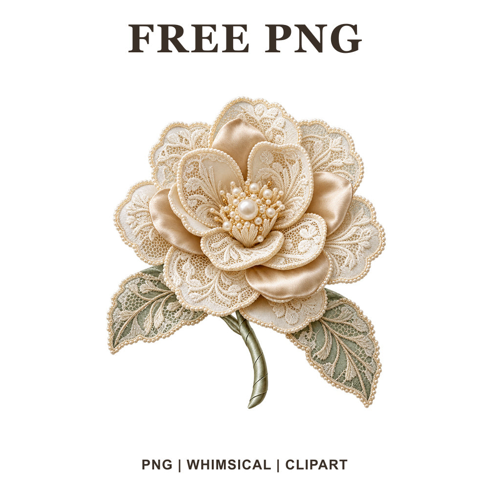 Whimsical Lace Camellia Clipart PNG