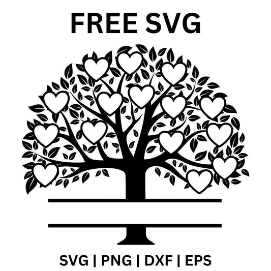 Family Tree SVG Free | 15 Hearts Design for Cricut & Silhouette