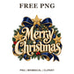 Whimsical Champagne Stars Merry Christmas Clipart PNG