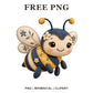 Whimsical Denim Patchwork Bee Clipart PNG