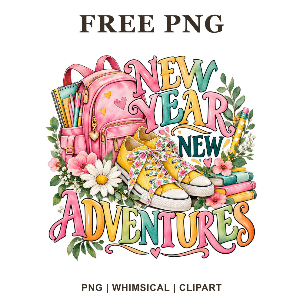 Whimsical Floral Sneakers Back To School Clipart PNG