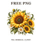Whimsical Golden Cottage Sunflower Clipart PNG