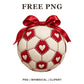 Whimsical Heart Patchwork Soccer Ball Clipart PNG