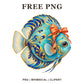 Whimsical Ocean Jewel Discus Fish Clipart PNG