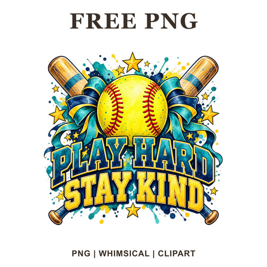 Whimsical Team Spirit Softball Clipart PNG