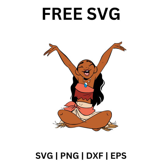 Baby Moana Dancing SVG Free | Happy Toddler Girl Movement Pose for Cricut & Silhouette