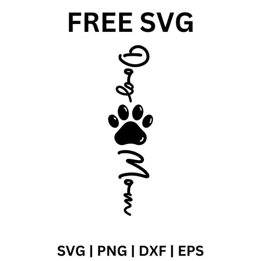 Dog Paw Love SVG Free | Vertical Pet Lover Design for Cricut & Silhouette