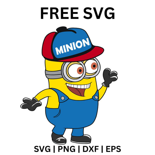 Minion with Cap SVG Free | Cool Character in Red Hat Cut File for Cricut & Silhouette