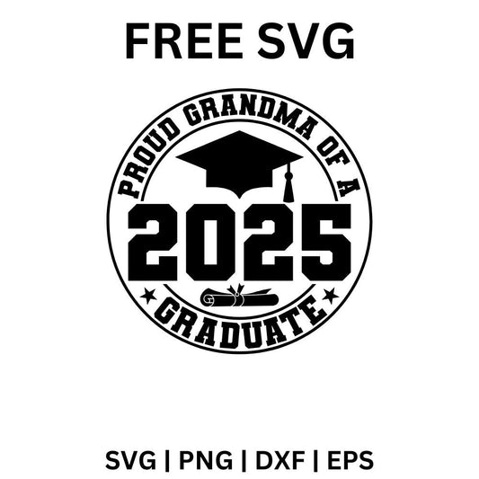 Proud Grandma of a 2025 Graduate SVG Free | Cap and Stars Graduation Design for Cricut & Silhouette