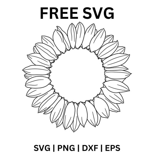 Sunflower Outline SVG Free | Simple Floral Line Art for Cricut & Silhouette