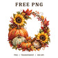 Autumn Pumpkin Sunflower Wreath Squirrel PNG-8SVG