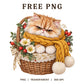 Fluffy Cat Cozy Basket Yellow Scarf PNG-8SVG