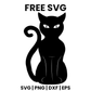 Sitting Cat SVG Free – Long Tail Black Cat Silhouette