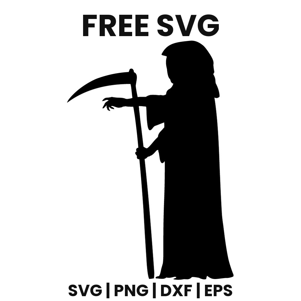 Resting Reaper SVG Free – Grim Reaper Leaning On Scythe