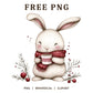 Whimsical Christmas Bunny Nightcap Sparkle Clipart PNG