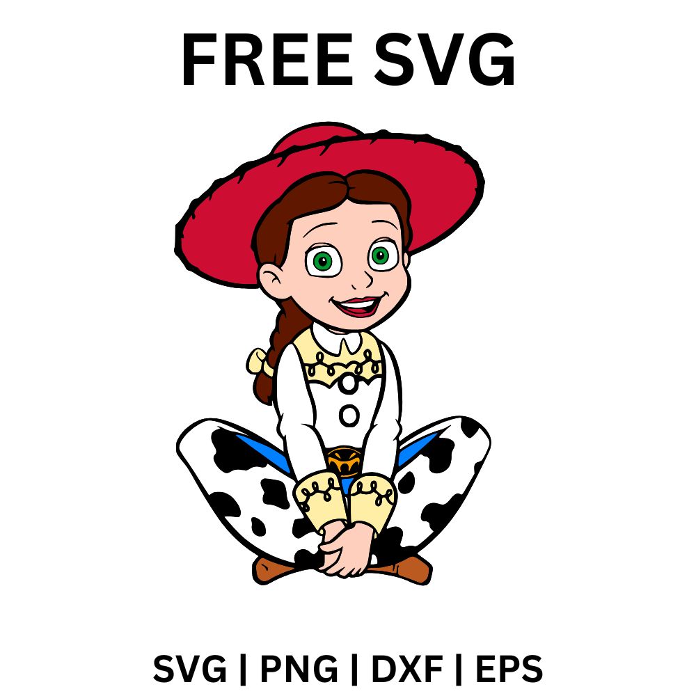 Jessie Sitting SVG Free | Cheerful Cowgirl Pose for Cricut & Silhouette