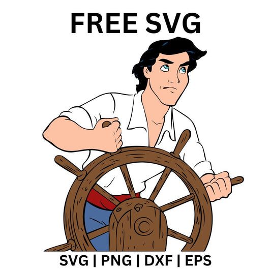 Prince Eric SVG Free | Brave Prince at Ship Wheel for Cricut & Silhouette