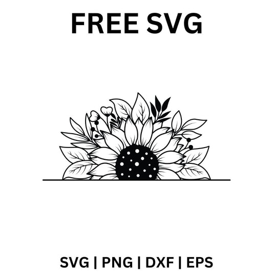 Sunflower Border SVG Free | Horizontal Floral Element Design for Cricut & Silhouette