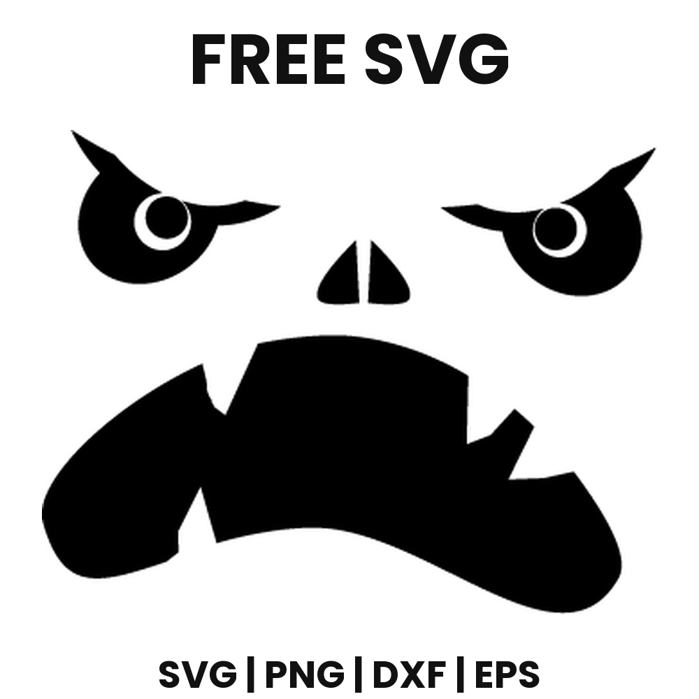 Menacing Pumpkin Face SVG Free – Single Fang Jack O Lantern Cut File-8SVG