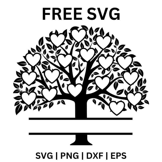 Family Tree SVG Free | 17 Hearts Design for Cricut & Silhouette