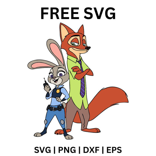 Judy and Nick SVG Free | Friendly Duo from Zootopia for Cricut & Silhouette