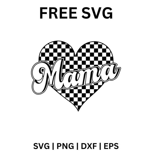 Mama Heart SVG Free | Gingham Checkered Mom Design for Cricut & Silhouette