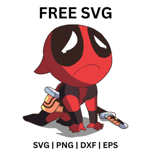 Sad Baby Deadpool SVG Free | Crying Hero with Teddy for Cricut & Silhouette