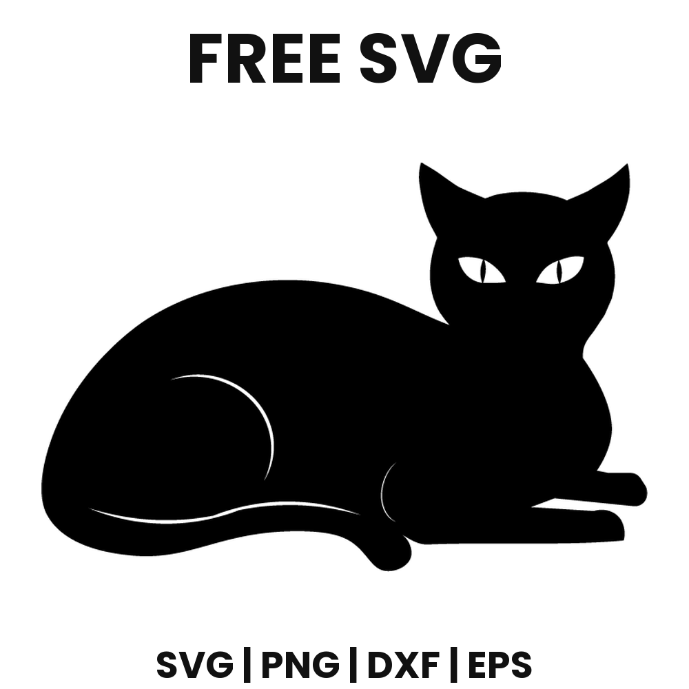 Lying Cat SVG Free – Resting Black Cat Silhouette Cut File