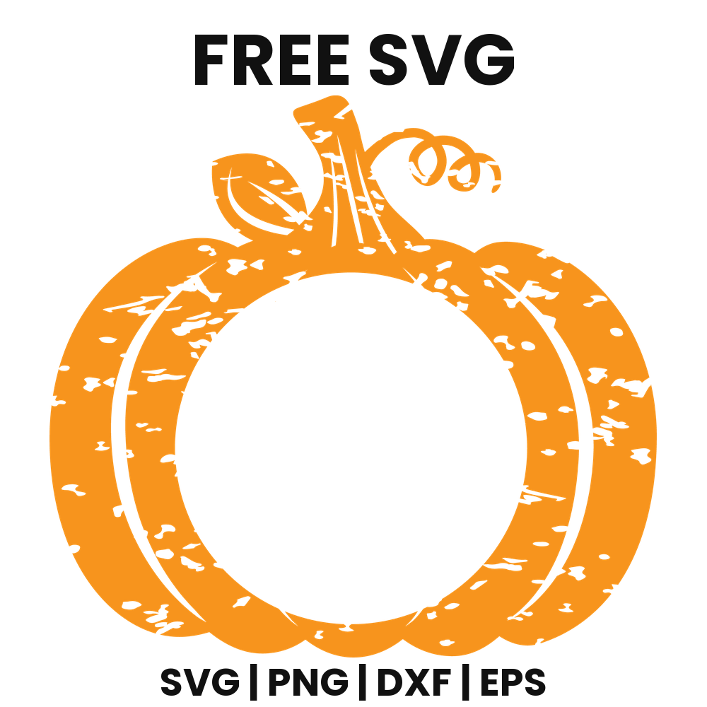 Ribbed Pumpkin Monogram SVG Free – Distressed Circle Frame Cut File