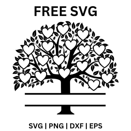 Family Tree SVG Free | 18 Hearts Design for Cricut & Silhouette