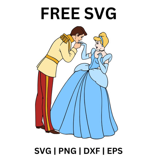 Cinderella and Prince SVG Free | Royal Couple Dancing Cut File for Cricut & Silhouette