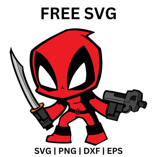 Deadpool Ninja Pose SVG Free | Cute Sword Fighter Design for Cricut & Silhouette