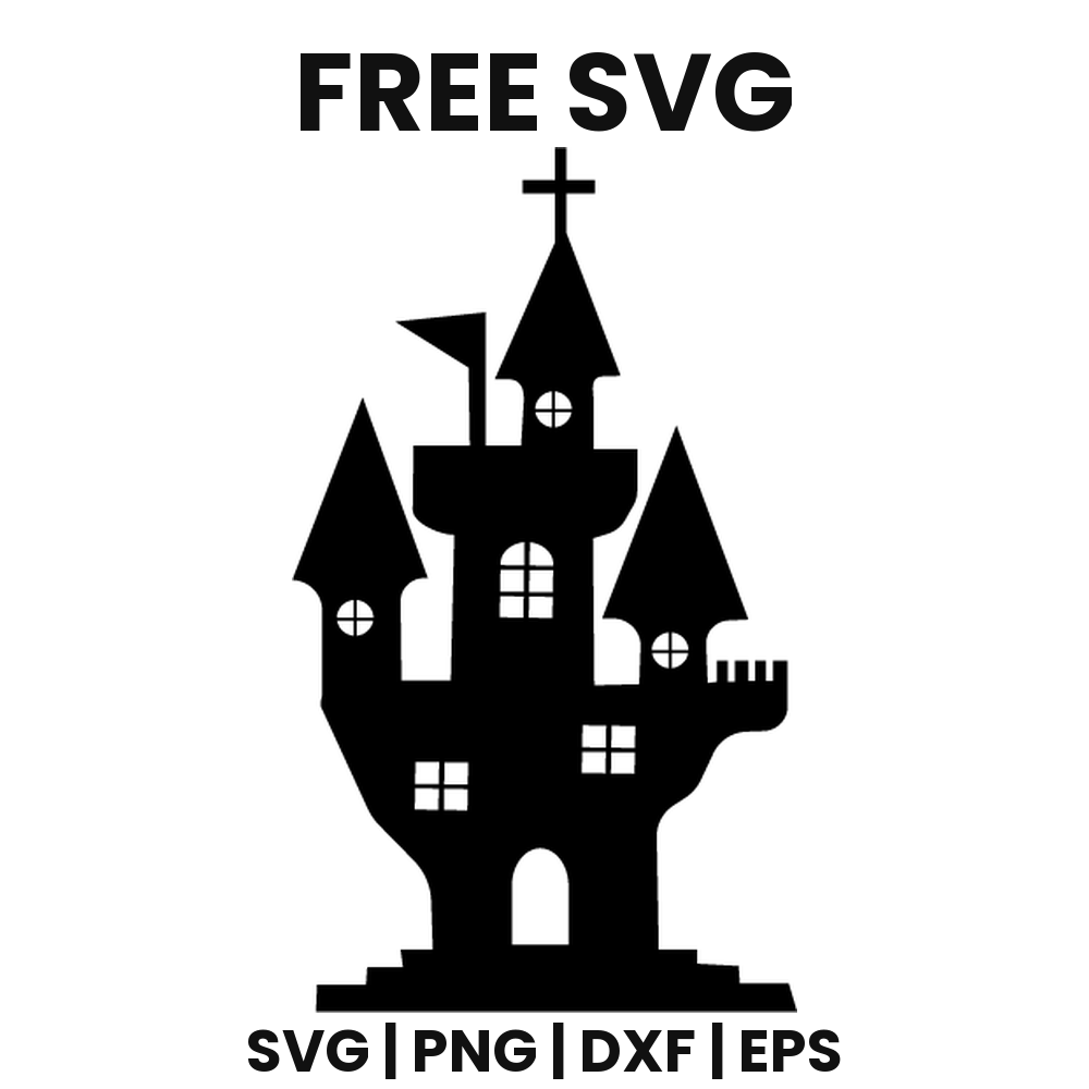 Spire Haunted House SVG Free – Tall Narrow Halloween House