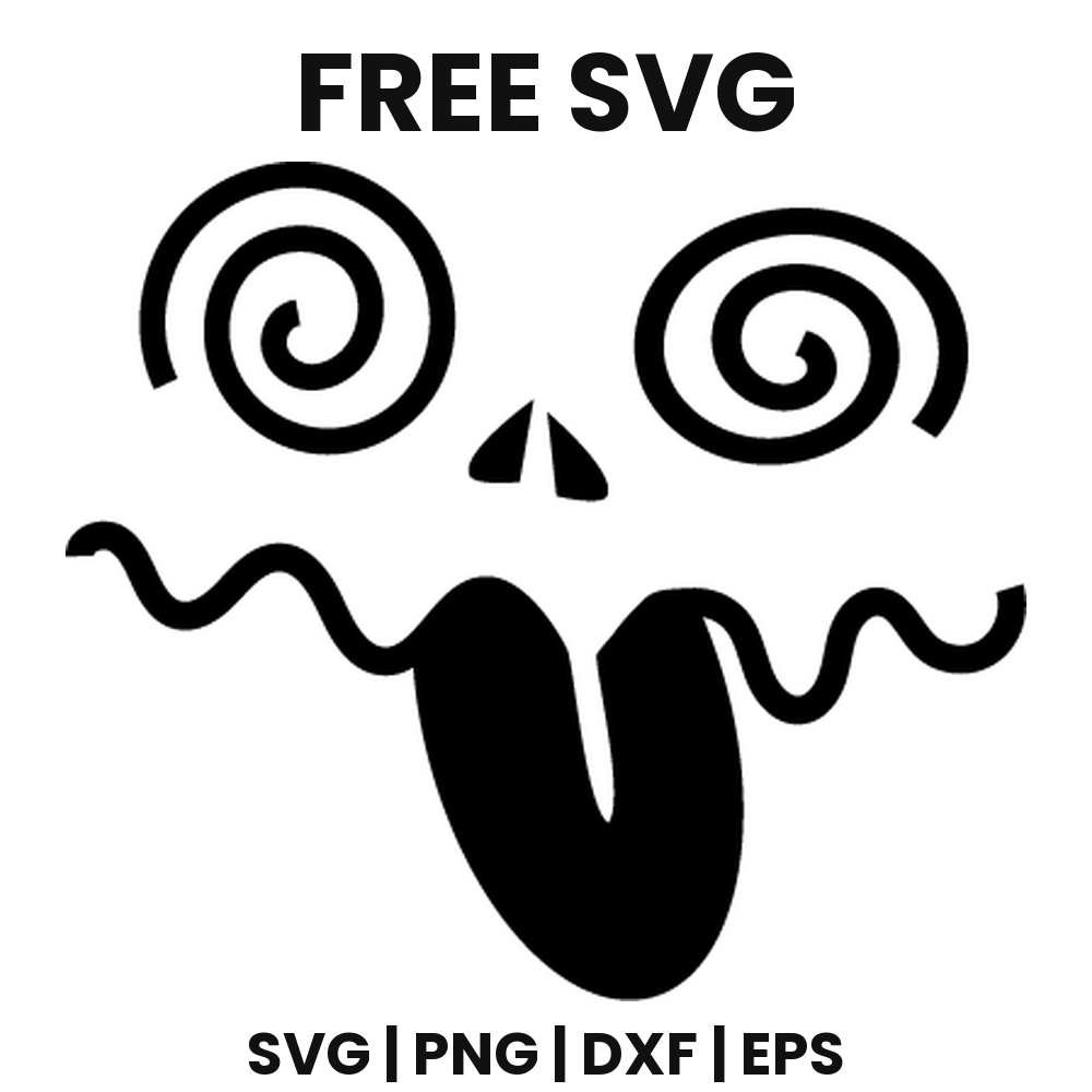Dizzy Pumpkin Face SVG Free – Swirl Eyes Tongue Out Jack O Lantern-8SVG