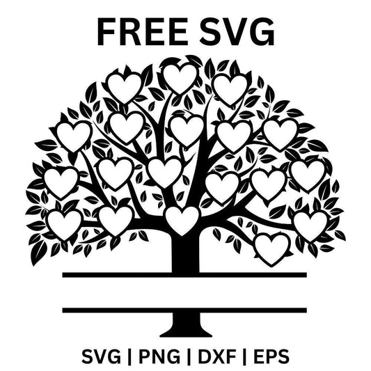 Family Tree SVG Free | 19 Hearts Design for Cricut & Silhouette