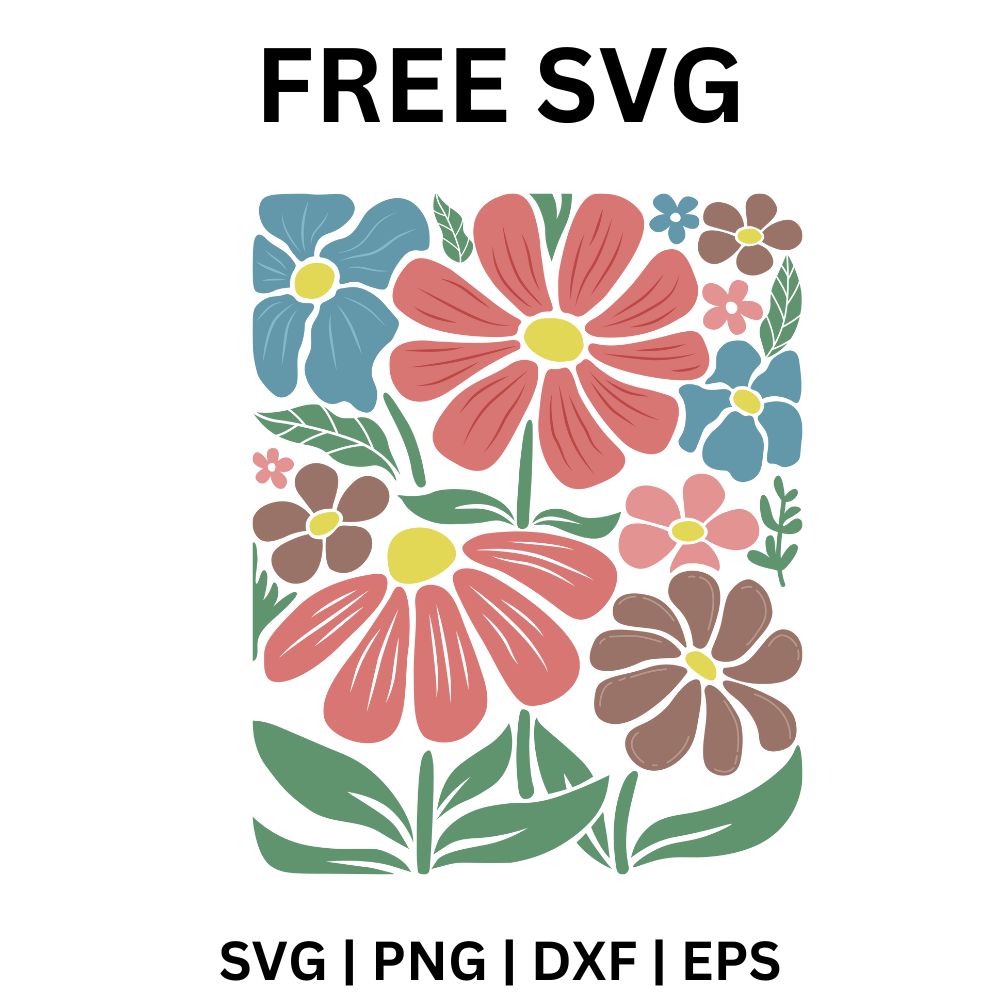 Colorblock Svg Colorful Flower Block SVG Free | Retro Patchwork Floral Design for Cri ...