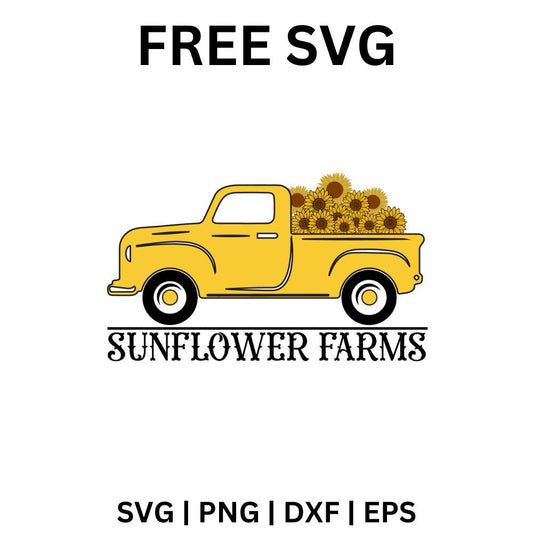 Sunflower Farms SVG Free | Rustic Vintage Truck Design for Cricut & Silhouette