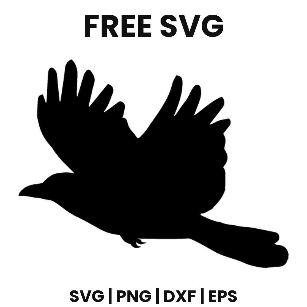 Flying Crow SVG Free – Halloween Bird Silhouette Cut File