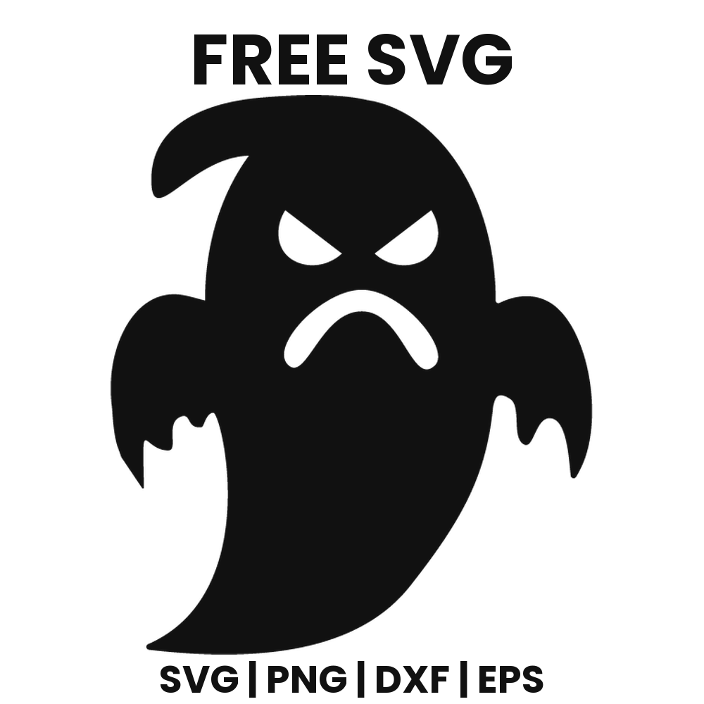 Angry Ghost SVG Free – Fanged Bat Wing Ghost Cut File