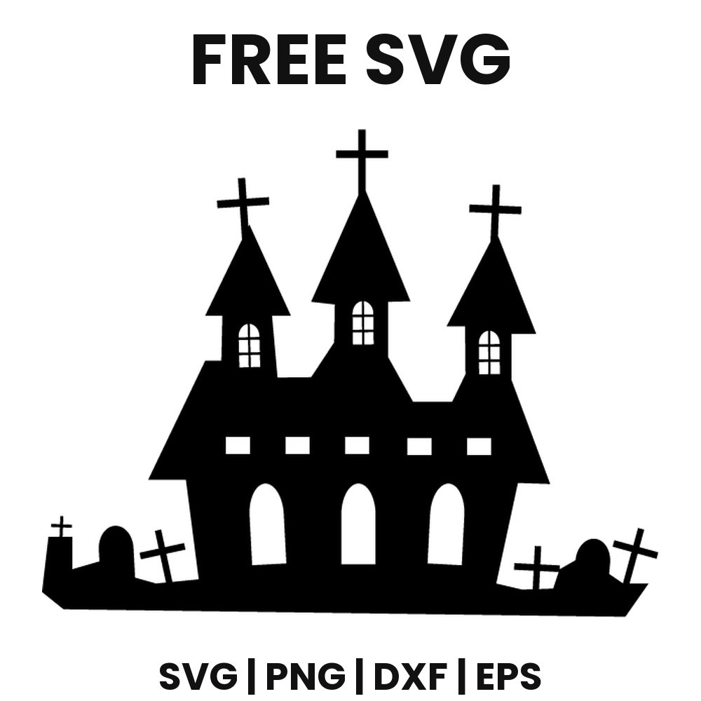 Gothic Haunted Castle SVG Free – Multi Spire Halloween Castle