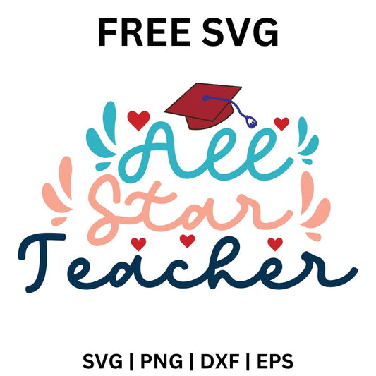 All Star Teacher SVG Free Cut File for Cricut & Silhouette-8SVG