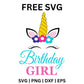 Birthday Girl Unicorn SVG Free File for Cricut & Silhouette-8SVG