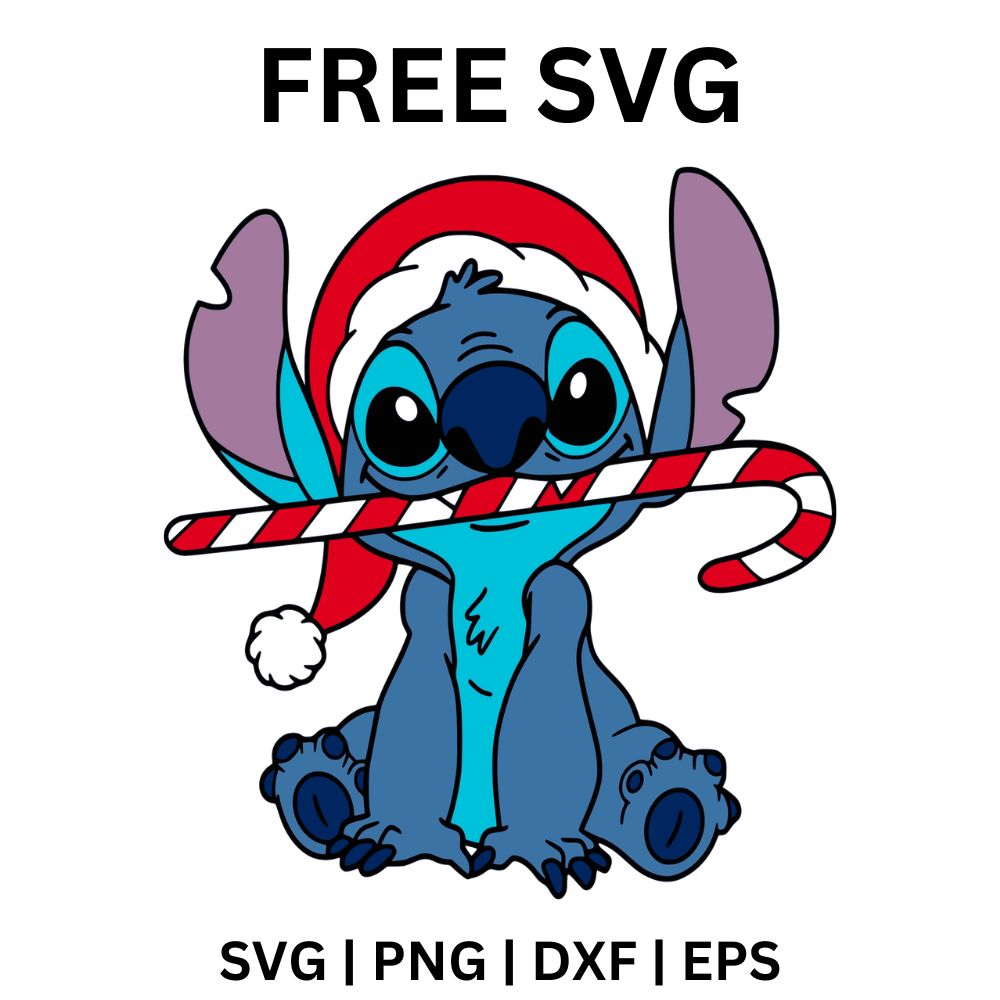 Stitch Candy Cane Christmas SVG Free Download for Holiday Crafts-8SVG