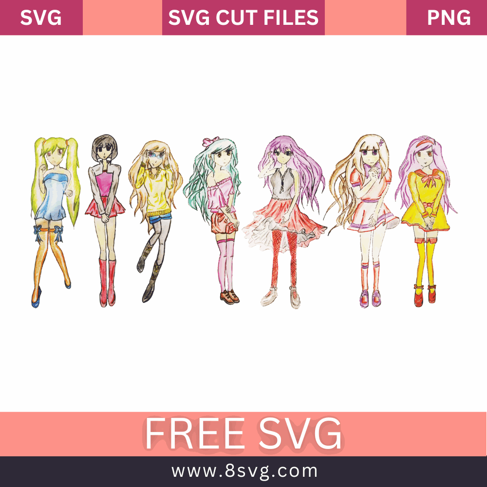 Anime Collection SVG Free Cut File for Cricut- 8SVG