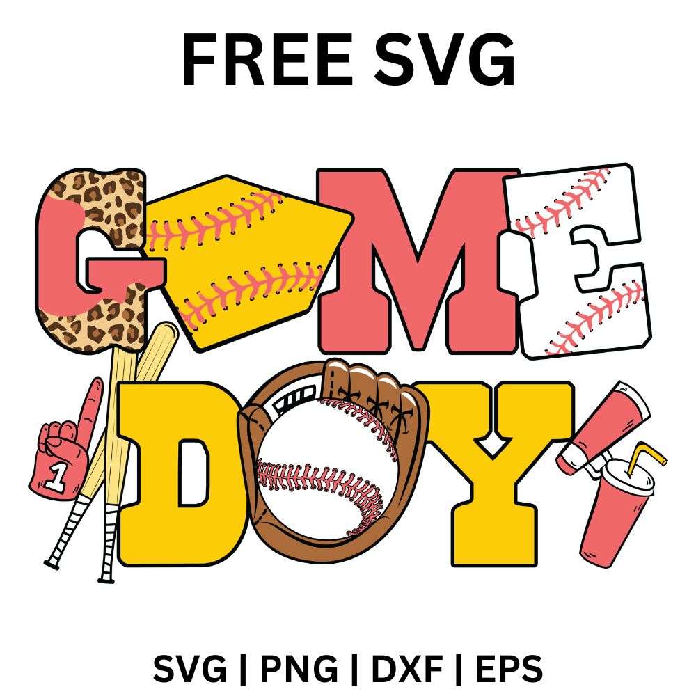 Game Day SVG Free | Cheerful Softball Lettering Design for Cricut & Silhouette