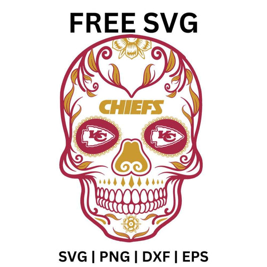 Kansas City Chiefs SVG Free | Sugar Skull Style Football Art for Cricut & Silhouette