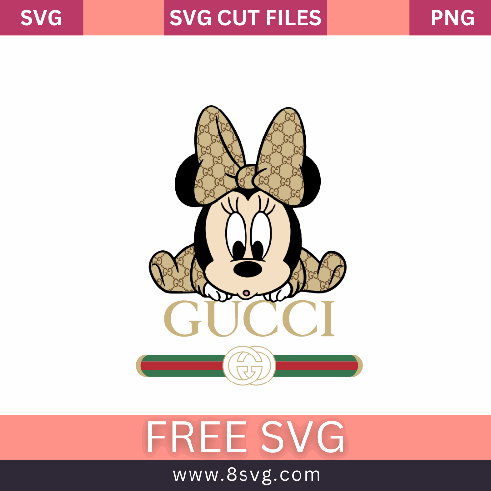 Baby Minnie Luxury Brand Gucci Logo SVG Free Cut File- 8SVG